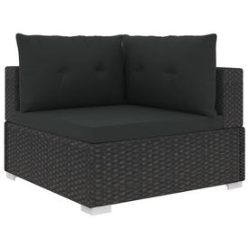 Set mobilier de grădină cu perne, 10 piese, negru, poliratan - Img 3