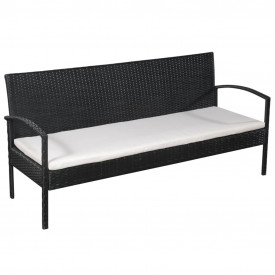 Set mobilier de grădină cu perne, 5 piese, negru, poliratan - Img 4
