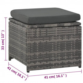 Set mobilier de grădină cu perne, 6 piese, gri, poliratan - Img 12