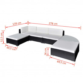 Set mobilier de grădină din poliratan 16 piese negru - Img 4