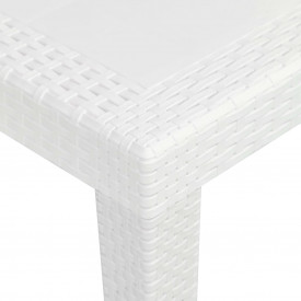 Set mobilier exterior, 5 piese, alb, plastic, aspect ratan - Img 9