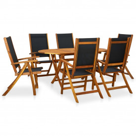 Set mobilier exterior din lemn de acacia, pliabil, șapte piese