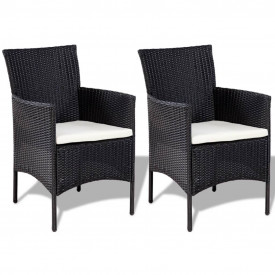 Set mobilier grădină, 7 piese, poliratan, negru și alb crem - Img 2