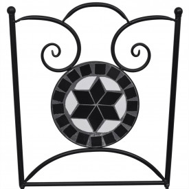 Set mobilier grădină bistro, 60 cm, mozaic, 2 scaune, negru/alb - Img 4