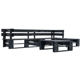 Set mobilier grădină din paleți, perne gri, 4 piese, lemn FSC - Img 2