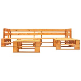 Set mobilier grădină din paleți, perne gri, 4 piese, lemn FSC - Img 2