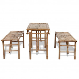 Set mobilier pentru picnic și bere, pliabil, 3 piese, bambus - Img 4