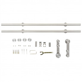 Set piese pentru ușă glisantă, argintiu, 183 cm oțel inoxidabil - Img 4