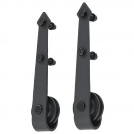 Set piese pentru ușă glisantă, negru, 183 cm, oțel - Img 4