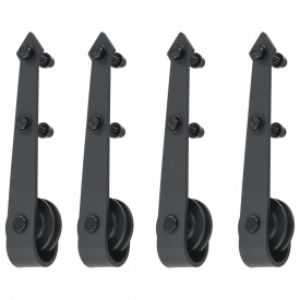 Set piese pentru uși glisante, negru, 2 x 183 cm, oțel - Img 4