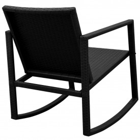 Set scaun balansoar cu masă, 3 piese, poliratan, negru - Img 4