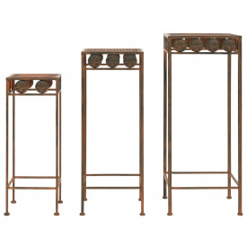 Set suport plante, 3 buc., ruginiu, metal, stil vintage