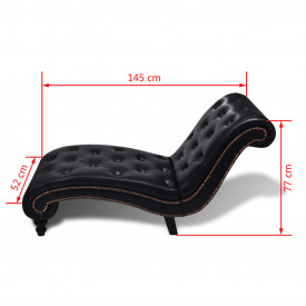 Șezlong capitonat, piele artificială, maro - Img 6