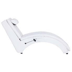 Șezlong de masaj cu pernă, alb, piele artificială - Img 3