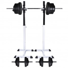 Suport haltere genoflexiuni cu halteră și set gantere 60,5 kg