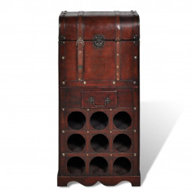 Suport sticle vin pentru 9 sticle, lemn, spațiu de depozitare - Img 2