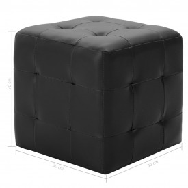 Taburet, 2 buc., negru, 30 x 30 x 30 cm, piele ecologică - Img 5