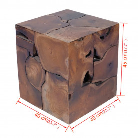 Taburet din lemn de tec masiv 40 x 40 x 45 cm - Img 11