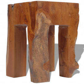 Taburet din lemn de tec solid, 30 x 30 x 40 cm - Img 7