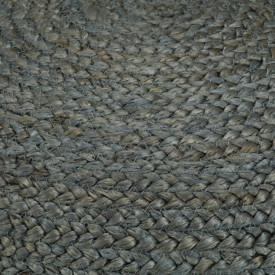 Taburet lucrat manual, verde olive, 45x30 cm, iută - Img 3