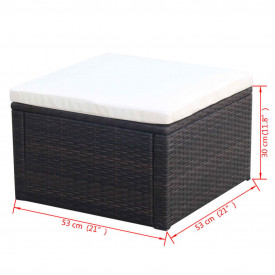 Taburet otoman din poliratan, 53 x 53 x 30 cm, negru - Img 4