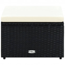 Taburet otoman din poliratan, 53 x 53 x 30 cm, negru - Img 2