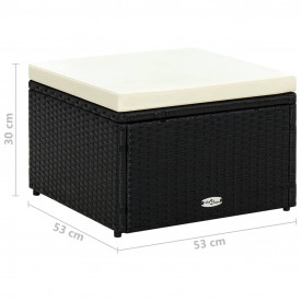 Taburet otoman din poliratan, 53 x 53 x 30 cm, negru - Img 7