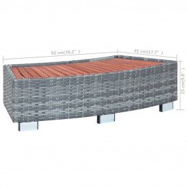 Treaptă pentru spa, gri, 92 x 45 x 25 cm, poliratan - Img 8