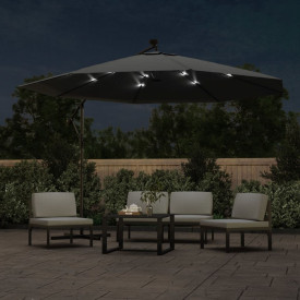 Umbrelă de consolă cu LED și stâlp de metal, antracit, 350 cm - Img 3