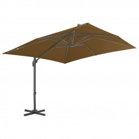 Umbrelă de exterior cu bază portabilă, gri taupe - Img 3