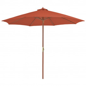 Umbrelă de exterior cu stâlp din lemn, 300 cm, teracotă