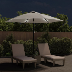 Umbrelă de soare cantilever cu LED 3 m, Alb Nisip - Img 3