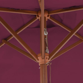 Umbrelă de soare de exterior, stâlp lemn, 150x200 cm roșu bordo - Img 7