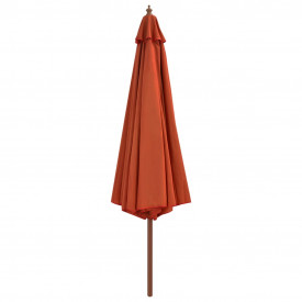 Umbrelă de soare de exterior, stâlp lemn, cărămiziu, 350 cm - Img 2