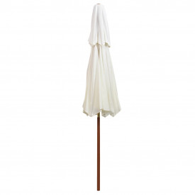 Umbrelă de soare dublă, 270x270 cm, stâlp de lemn, alb crem - Img 4