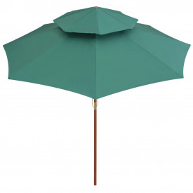 Umbrelă de soare dublă, 270x270 cm, stâlp de lemn, verde - Img 3