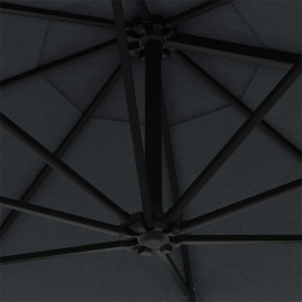 Umbrelă soare, montaj pe perete, stâlp metal, 300 cm, antracit - Img 7