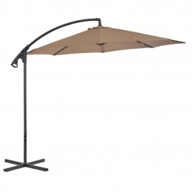 Umbrelă suspendată cu stâlp din oțel, gri taupe, 300 cm
