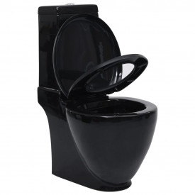 Vas WC toaletă de baie, negru, ceramică, rotund, flux inferior - Img 3