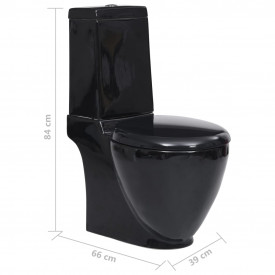 Vas WC toaletă de baie, negru, ceramică, rotund, flux inferior - Img 8