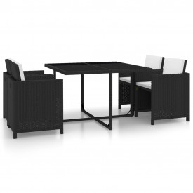 vidaXL 13 piese Set mobilier de exterior, negru, poliratan