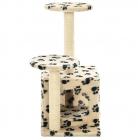 vidaXL Ansamblu pisici, stâlpi funie sisal, 60cm, imprimeu lăbuțe, bej - Img 5