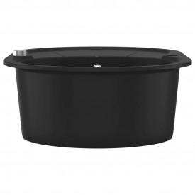vidaXL Chiuvetă de bucătărie din granit, cu un bazin, oval, negru - Img 6