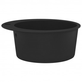 vidaXL Chiuvetă din granit de bucătărie cu un bazin, rotundă, Negru - Img 5
