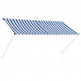 vidaXL Copertină retractabilă, albastru și alb, 250 x 150 cm - Img 2