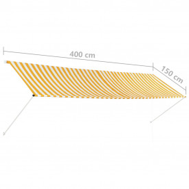 vidaXL Copertină retractabilă, galben și alb, 400 x 150 cm - Img 7