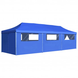 vidaXL Cort petrecere pliabil cu 8 pereți laterali, albastru, 3 x 9 m