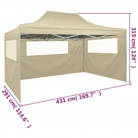 vidaXL Cort pliabil cu 3 pereți, 3 x 4,5 m, crem - Img 9