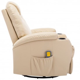 vidaXL Fotoliu de masaj electric rabatabil, piele artificială, crem - Img 3
