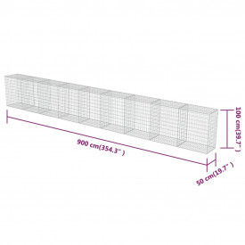 vidaXL Gabion perete cu capace, oțel galvanizat, 900 x 50 x 100 cm - Img 6